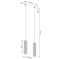 Hängelampe 2-flammig GU10 B: 30 cm schmal in Creme Modern
