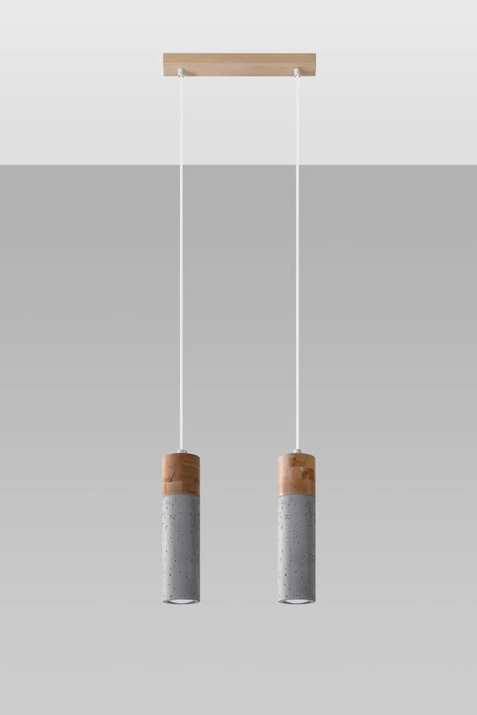 Hängelampe 2-flammig GU10 Beton Holz Modern RUGARD