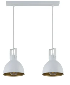 Hängelampe 2-flammig Weiß Gold E27 L:38 cm Industrial