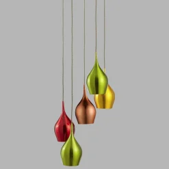 Hängelampe Glas Ø 30 cm H: max. 1,6 m 5-flammig E14 Bunt