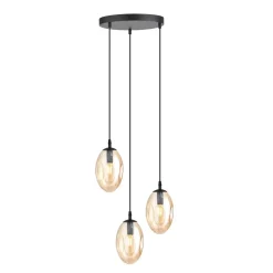 Hängelampe Glas 3-flammig in Bernstein Schwarz E14