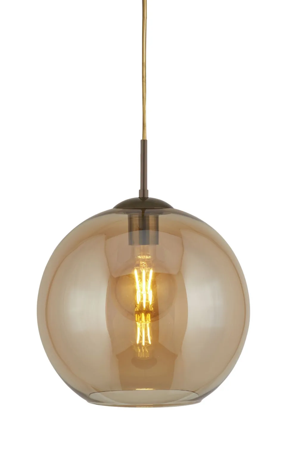 Hängelampe Glas in Bernstein Messing Antik E27 Ø 25 cm