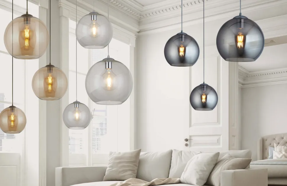 Hängelampe Glas in Bernstein Messing Antik E27 Ø 25 cm