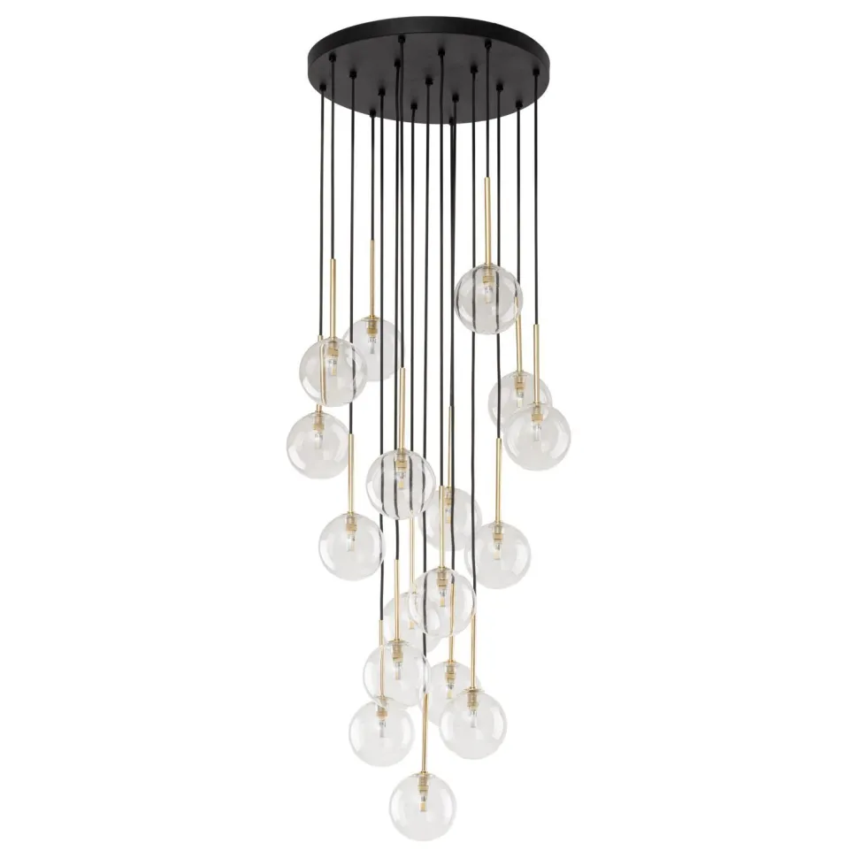 Hängelampe Glas Metall Ø 52 cm H: max. 145 cm in Schwarz Gold