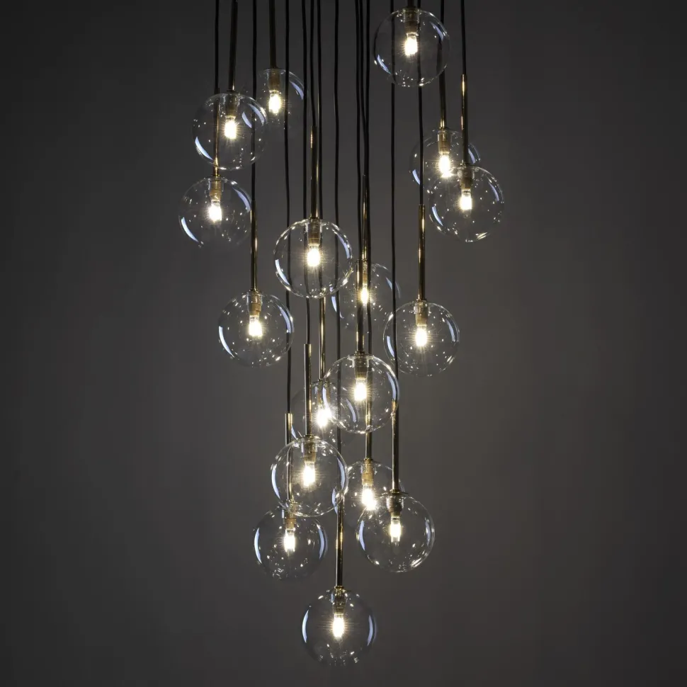 Hängelampe Glas Metall Ø 52 cm H: max. 145 cm in Schwarz Gold