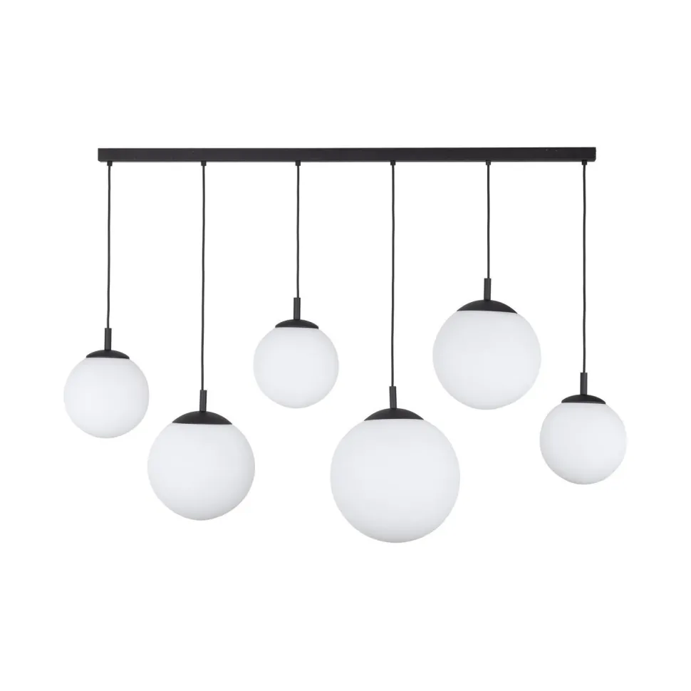 Hängelampe Glas Metall 130 cm lang H: max. 175 cm 6x E27