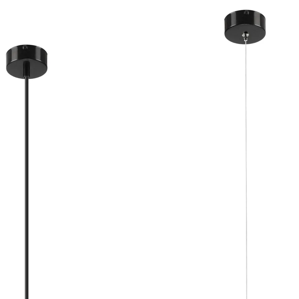 Hängelampe Glas Metall B: 48 cm Schwarz Weiß Kugelschirm