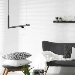 Hängelampe Glas Metall B: 48 cm Schwarz Weiß Kugelschirm