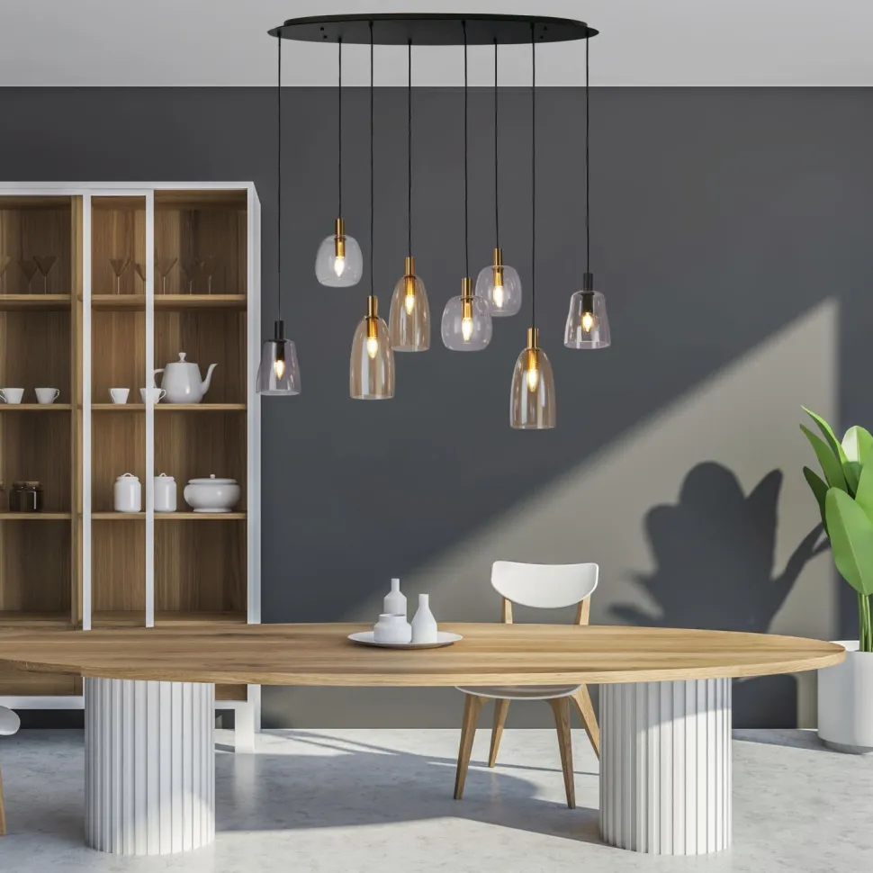 Hängelampe Glas Metall B: 120 cm groß H: max. 1,4 m