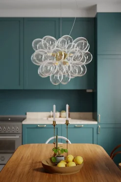 Hängelampe Glas Metall B: 50 cm H: max. 120 cm in Gold