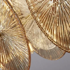 Hängelampe Glas Metall B: 90 cm in Bronze Bernstein Klar