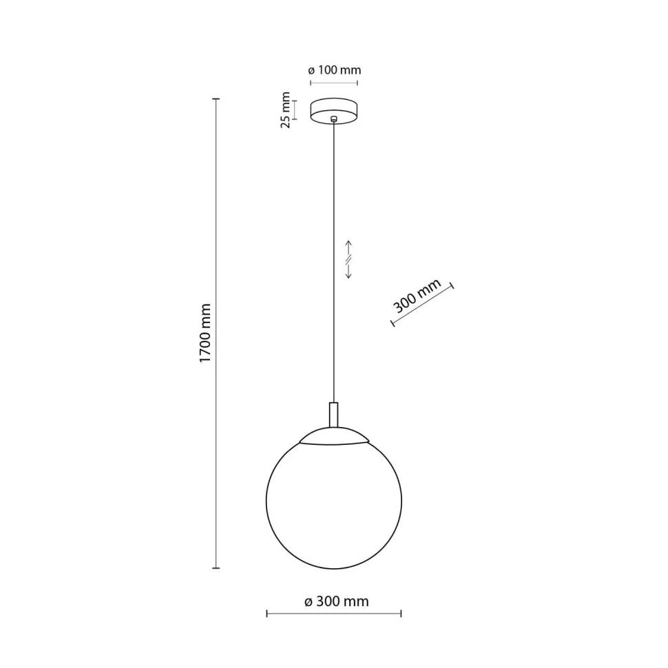 Hängelampe Glas Metall E27 Ø 30 cm rund Kugelschirm