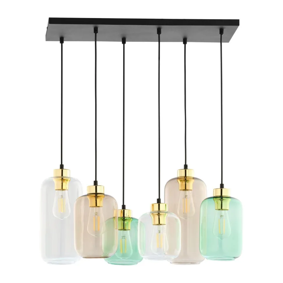 Hängelampe Glas Metall 6-flammig E27 Esszimmer