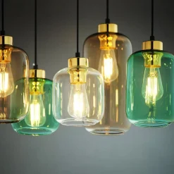 Hängelampe Glas Metall 6-flammig E27 Esszimmer