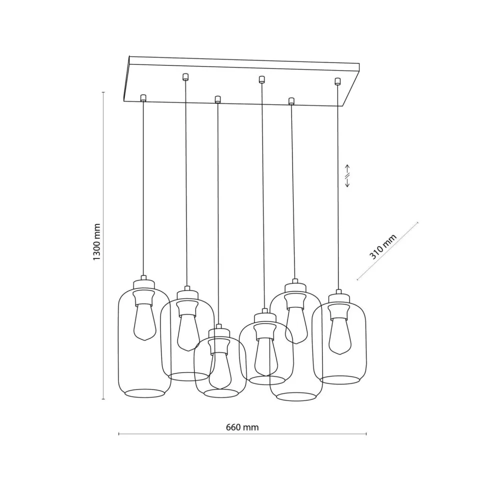 Hängelampe Glas Metall 6-flammig E27 Esszimmer
