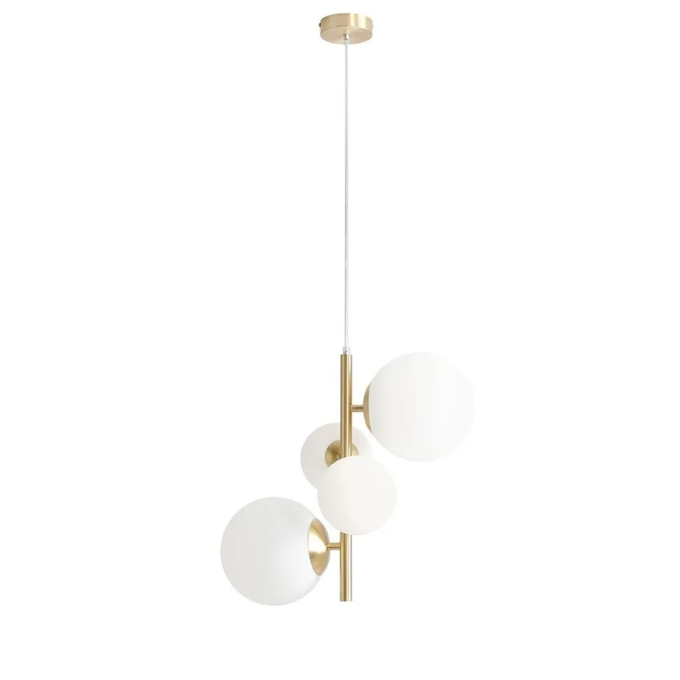 Hängelampe Glas Metall in Messing Weiß E27 E14 stilvoll