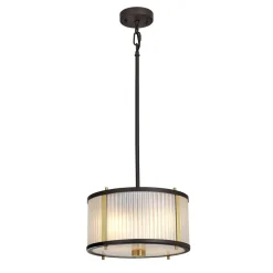 Hängelampe Glas Metall in Braun Klar verstellbar