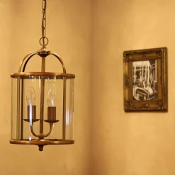 Hängelampe Glas Metall in Bronze B:23 cm E14 elegant