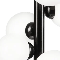 Hängelampe Glas Metall Schwarz Weiß 6-flammig E27 Modern