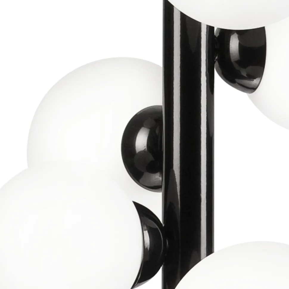 Hängelampe Glas Metall Schwarz Weiß 6-flammig E27 Modern