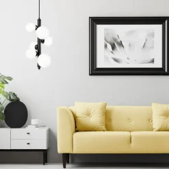 Hängelampe Glas Metall Schwarz Weiß 6-flammig E27 Modern