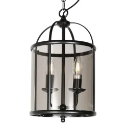 Hängelampe Glas Metall Schwarz Rauchgrau E14 elegant