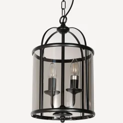 Hängelampe Glas Metall Schwarz Rauchgrau E14 elegant