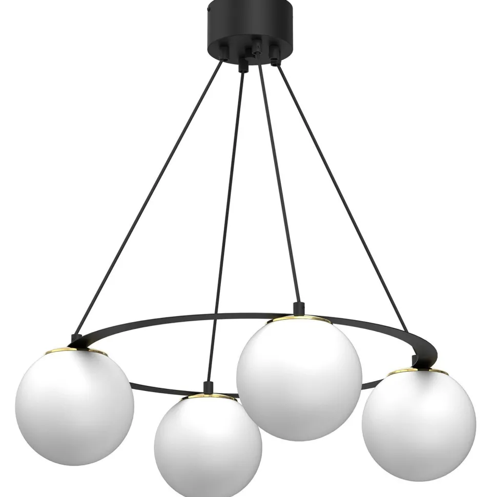 Hängelampe Glas Metall Schwarz Weiß Gold E27 blendarm