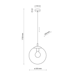 Hängelampe Glas rund Ø 35 cm H: max. 175 cm E27 Kugel Schirm