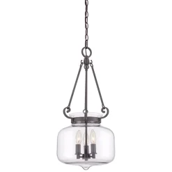 Hängelampe Glas Schirm Ø30,5cm Klar Bronze antik