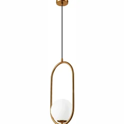 Hängelampe Glaskugel Metall in Messing Weiß G9 bis 5 W