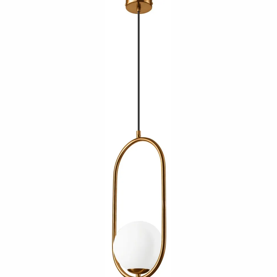 Hängelampe Glaskugel Metall in Messing Weiß G9 bis 5 W