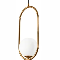 Hängelampe Glaskugel Metall in Messing Weiß G9 bis 5 W