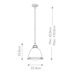Hängelampe Glasschirm D: 32,4 cm rund H: max. 110 cm