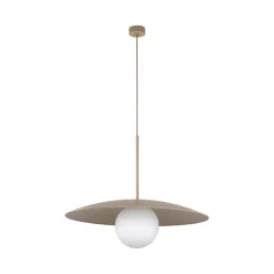 Hängelampe Glasschirm Metall rund Ø65 cm E27 Sandgrau