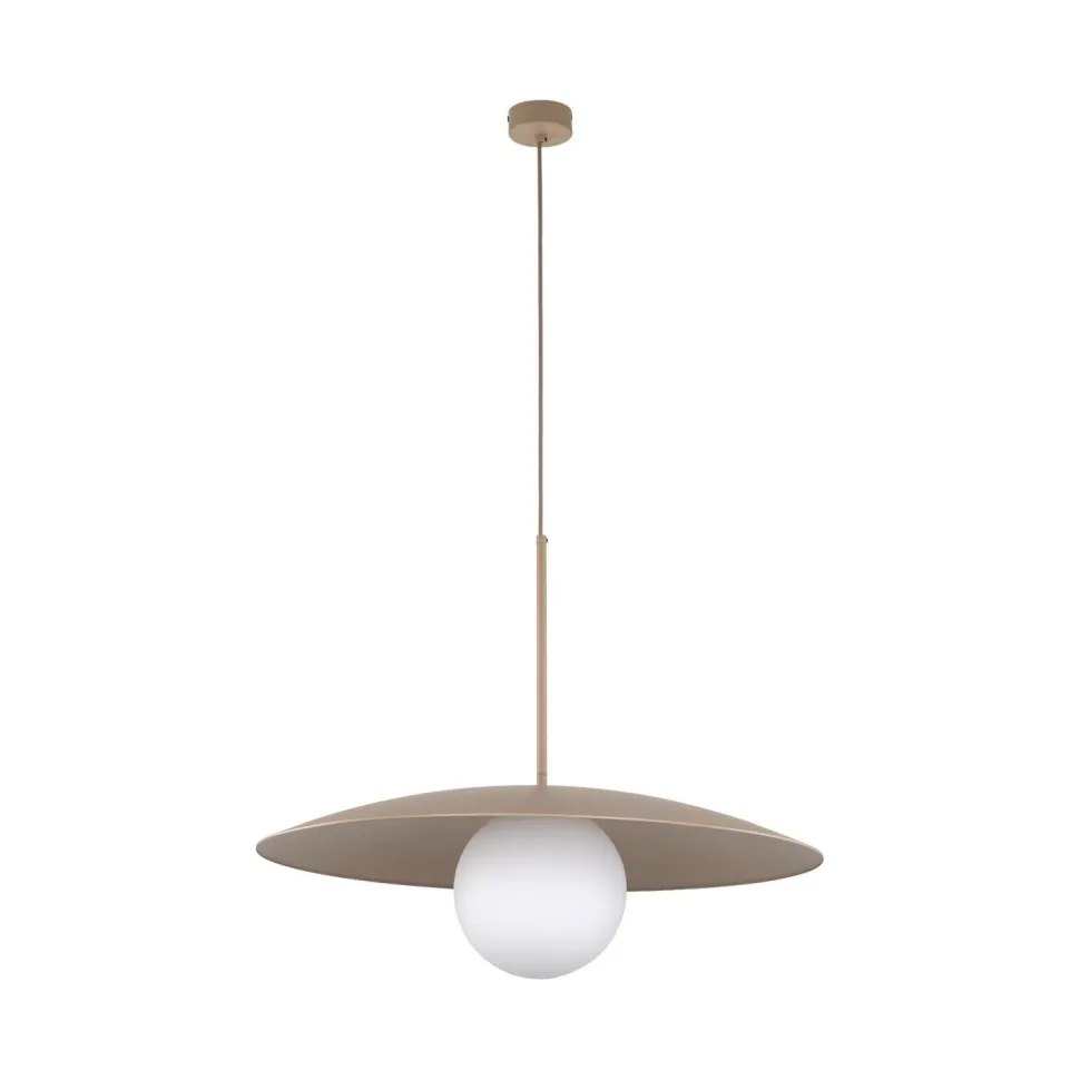 Hängelampe Glasschirm Metall rund Ø65 cm E27 Sandgrau