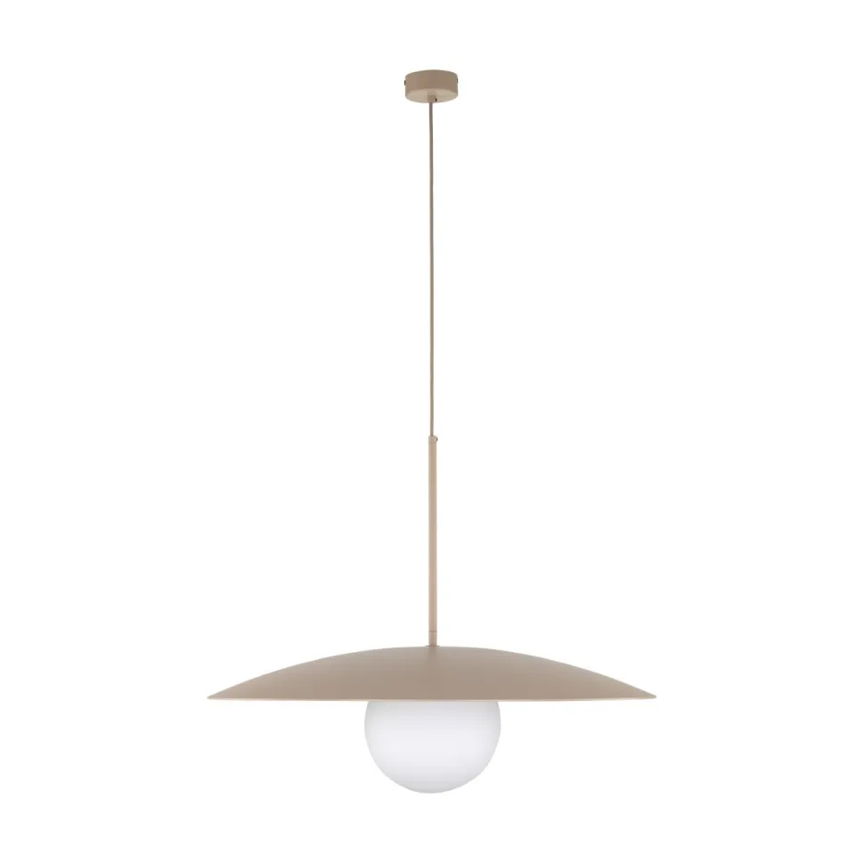 Hängelampe Glasschirm Metall rund Ø65 cm E27 Sandgrau