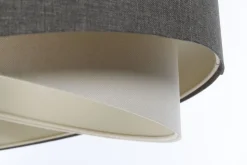 Hängelampe Grau Creme E27 rund Ø 40 cm Stoff Modern