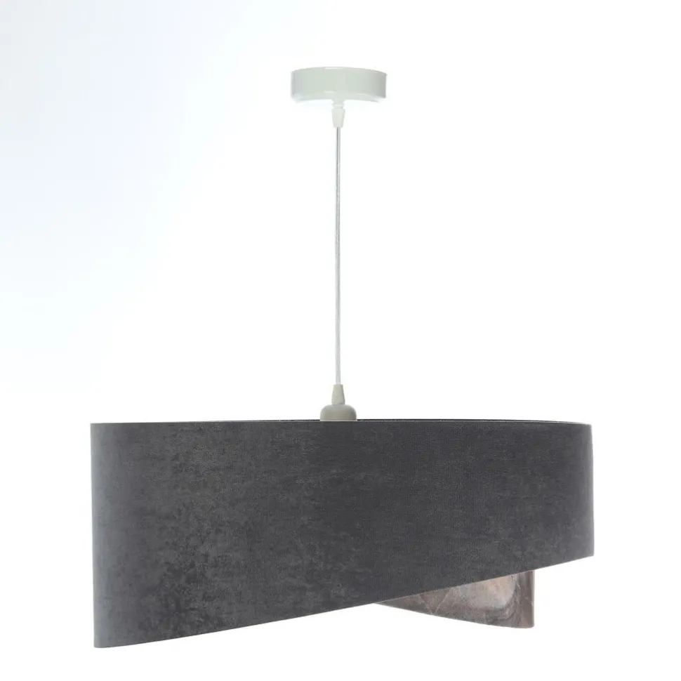 Hängelampe Grau Gold E27 Stoffschirm Ø 50 cm Modern KARIM