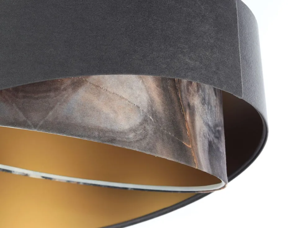 Hängelampe Grau Gold E27 Stoffschirm Ø 50 cm Modern KARIM