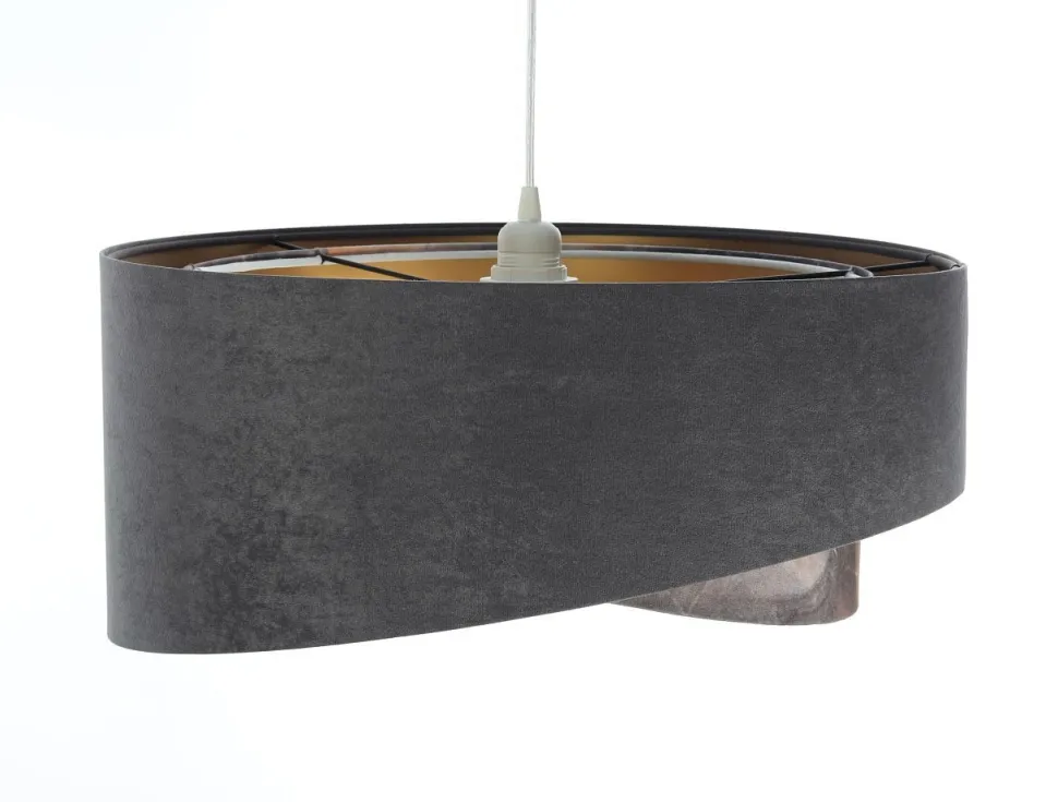 Hängelampe Grau Gold E27 Stoffschirm Ø 50 cm Modern KARIM