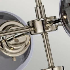 Hängelampe Grau Nickel Glas Metall Kugelschirm