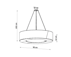 Hängelampe groß Ø 90 cm rund Schwarz Stoff SANNY