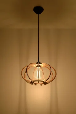 Hängelampe Holz Ø35cm Modern E27 wohnlich VIRIA