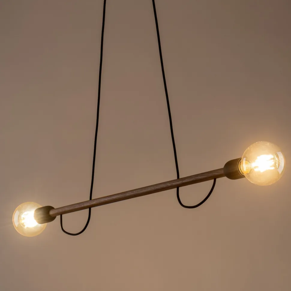 Hängelampe Holz Metall 93 cm lang H: max. 160 cm 2x E27