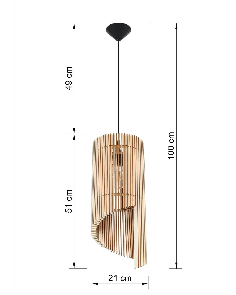 Hängelampe Holz Modern wohnlich E27 TEDUSIA Wohnzimmer
