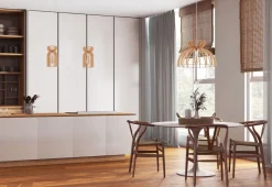 Hängelampe Holz Schirm E27 Ø 16 cm Weiß Natur LOZORNO