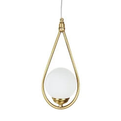 Hängelampe in Bronze hell Weiß E14 Messing Glas Jugendstil