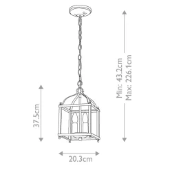 Hängelampe in Messing 20,3 cm breit H: max. 226,1 cm 2x E14