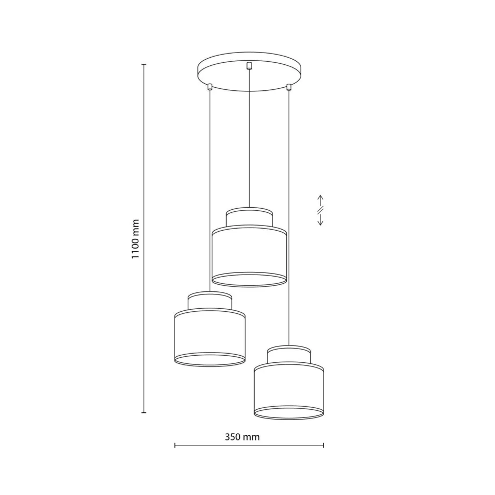 Hängelampe Jute Stoff E27 verstellbar 3-flammig Retro Bunt
